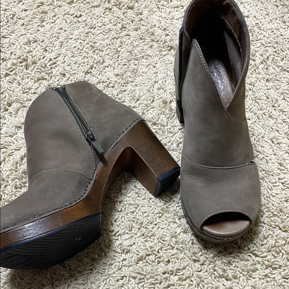 Dansko Peep-Toe Ankle Boots - Brown